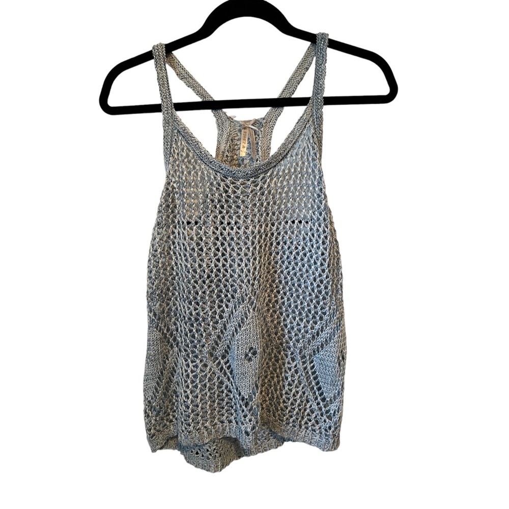 Blue & white crochet top